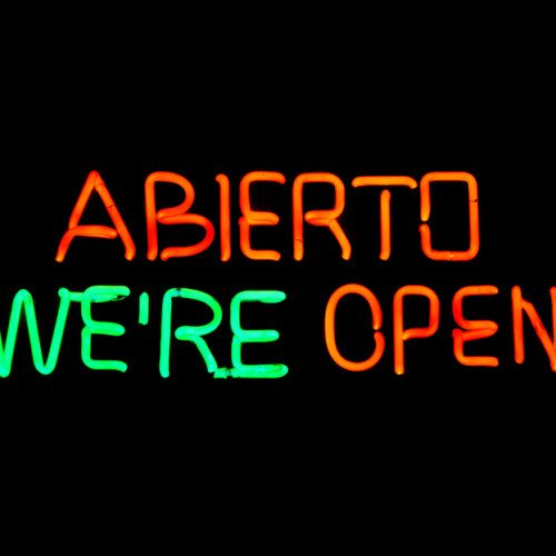 abierto we're open sign